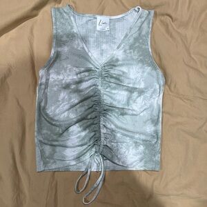Green Tie-Dye Ruched Women's Top